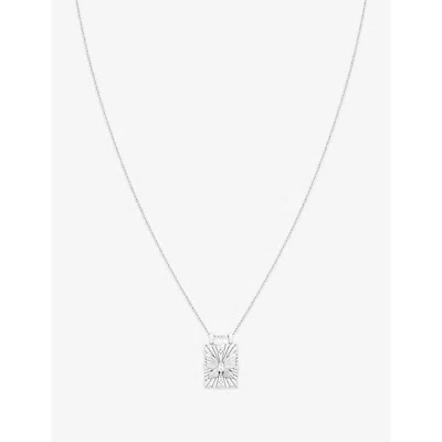 Astrid & Miyu Womens Rhodiumplatedsilver Butterfly Rhodium Plated Sterling-silver And Cubic Zirconia Necklace