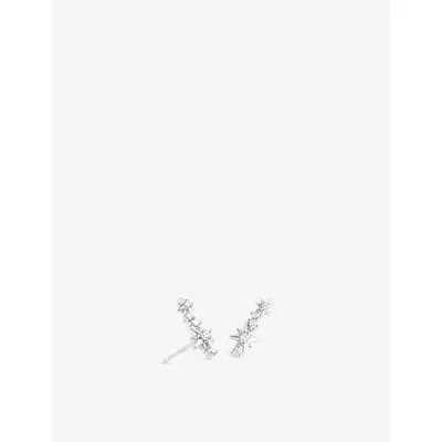 Astrid & Miyu Womens  Cosmic Crystal Rhodium-plated Sterling-silver And Zirconia Climber Stud Earring