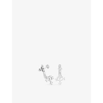 Astrid & Miyu Womens Rhodiumplatedsilver Cosmic Star Crystal 18ct Yellow-gold Plated Recycled Sterling-silver And 
