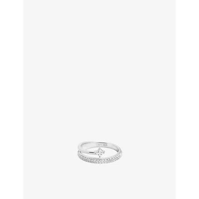 Astrid & Miyu Womens Rhodiumplatedsilver Pavé Crystal Illusion 18ct Yellow-gold Plated Recycled Sterling-silver An