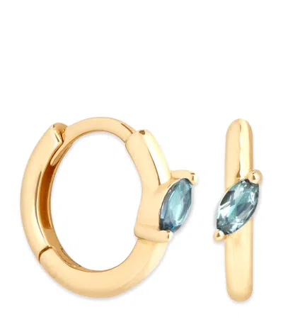 Astrid & Miyu Yellow Gold And Alexandrite Marquise Hoop Earrings