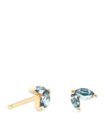 Astrid & Miyu Yellow Gold And Alexandrite Marquise Stud Earrings