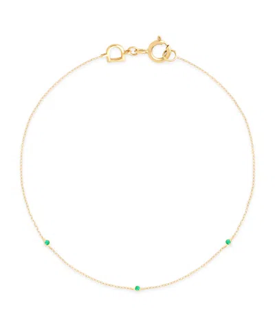 Astrid & Miyu Yellow Gold And Emerald Charm Bracelet