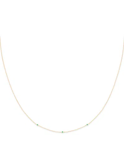 Astrid & Miyu Yellow Gold And Emerald Charm Necklace