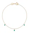 Astrid & Miyu Yellow Gold And Emerald Pear Charm Bracelet In Gold