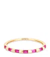 Astrid & Miyu Yellow Gold And Pink Sapphire Baguette Ring In Gold