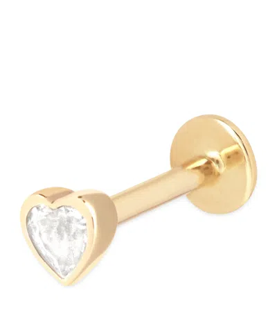 Astrid & Miyu Yellow Gold And Topaz Single Stud Heart Earring