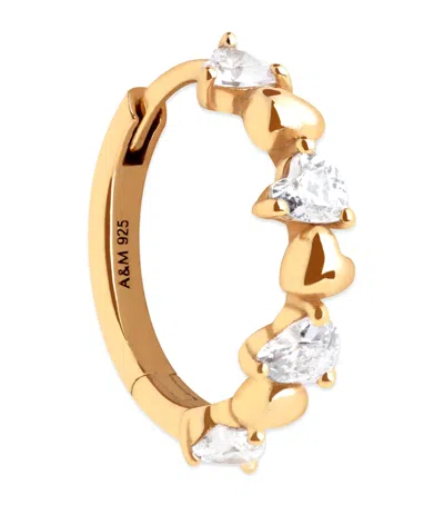 Astrid & Miyu Yellow Gold-plated Heart Cluster Single Hoop Earring