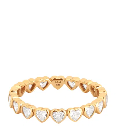 Astrid & Miyu Yellow Gold-plated Heart Eternity Ring