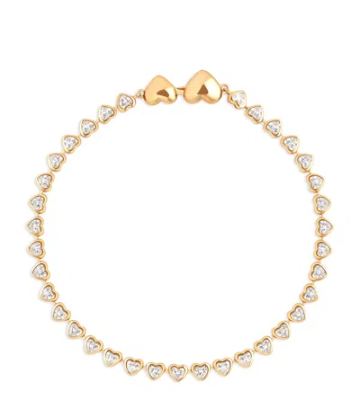ASTRID & MIYU YELLOW GOLD-PLATED HEART TENNIS BRACELET