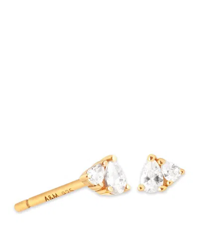 Astrid & Miyu Yellow Gold-plated Pear Cluster Stud Earrings