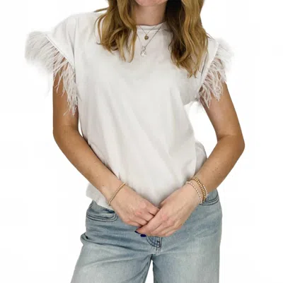 Astrid Reese Short Sleeve Top In White In Yellow