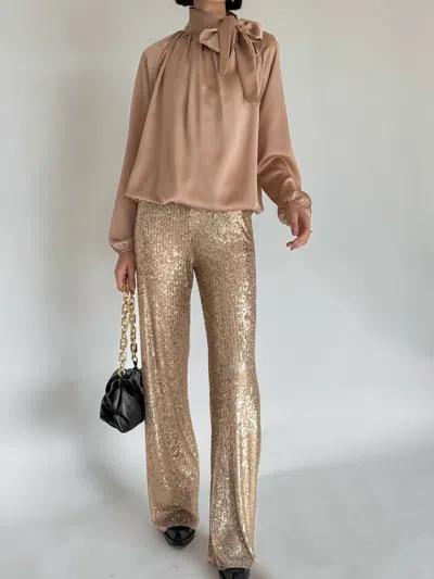 Astrid Sequin Pant In Gold In Brown
