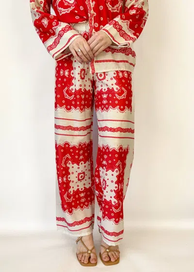 Astrid Taylor Wide Leg Pants In Red Scarf In Multi