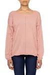 Astrid Women's Preppy V-neck Top In Coral In Pink