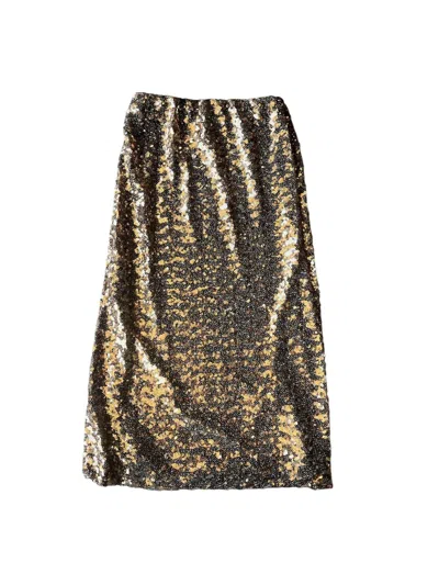 Astrid Women's Sequin Midi Skirt In Gold