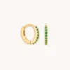 Astridandmiyu Astrid &amp; Miyu May Emerald Cz Birthstone Huggie Hoop Earrings In Gold | Jewellery By Astrid &amp;