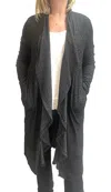 ASTROLOGIE AUDEN SUPER SOFT LONG DRAPE CARDIGAN IN BLACK ONYX