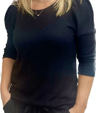 Astrologie Crew Neck Puffed Sleeve Top In Black