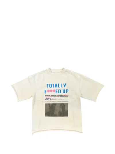 Astrum Graphic-print Raw-cut T-shirt In White