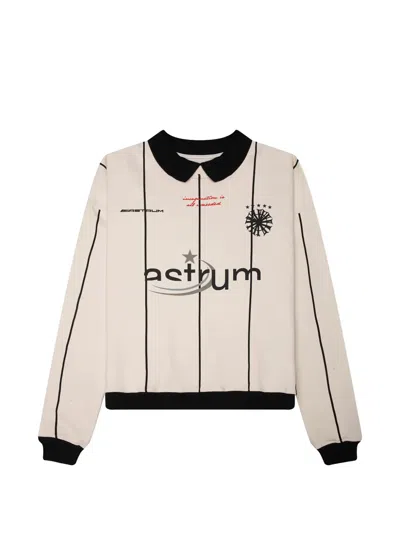 Astrum Imagination Pinstriped Polo Sweatshirt In Neutral