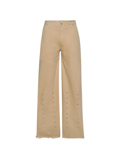Astrum Rivet Frayed Jeans In Neutral