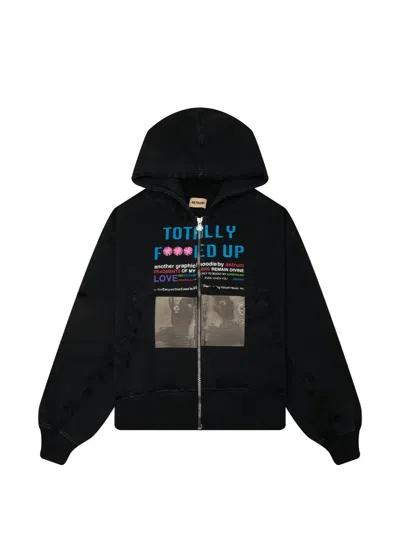 Astrum Tfu Graphic-print Zip-up Hoodie In Black
