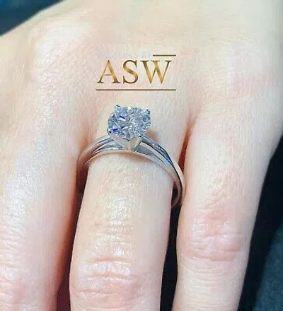 Pre-owned Asw 14k White Gold Round Cut Forever One Moissanite Engagement Ring Solitaire 1.00ct