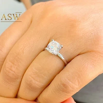 Pre-owned Asw 14k Solid White Gold Round Cut Moissanite Engagement Ring Solitaire 1.20ct