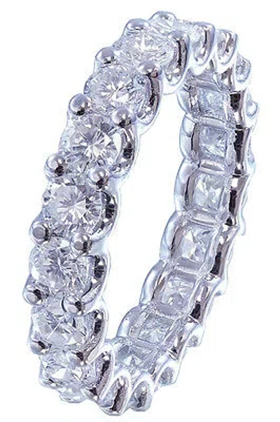 Pre-owned Asw 14k Solid White Gold Round Cut Simulated Diamond Engagement Band 4.00ctw