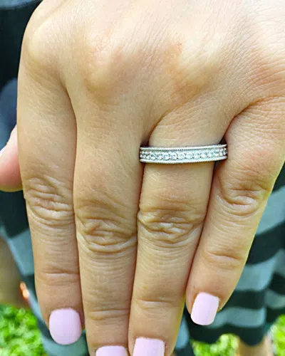 Pre-owned Asw 14k White Gold Round Cut Diamond Eternity Band Ring Filigree Prong Deco 1.75ctw