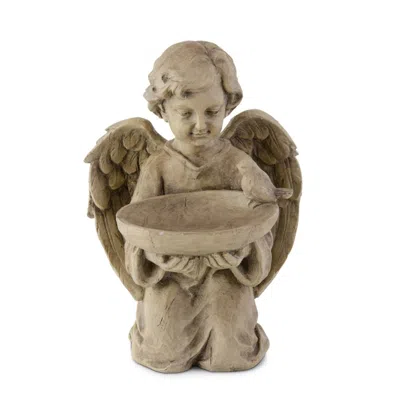 At Home W/ Jorge Perez At Home W/ Jorge Parez Grotto Collection 10" Resin Angel Statue In Brown
