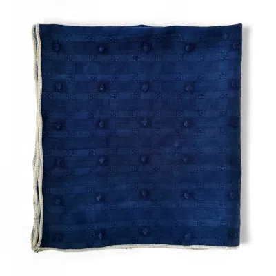 At Home With Ray Women's Blue Dobby Dots Bandana In Indigo