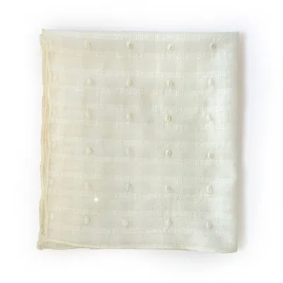 At Home With Ray Women's Dobby Dots Bandana In Cotton White