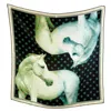 At Home With Ray Women's Horse Silk Twill Neckerchief In Deep Blue And Greens In Blue
