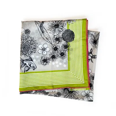 At Home With Ray Women's Green / Black Jardin Vert Oversized Cotton Silk Wrap In Green/black