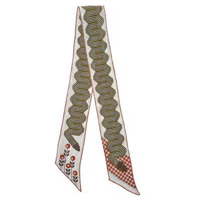 At Home With Ray Women's Neutrals Summer Eden Linen Ribbon Scarf In Clay In Green
