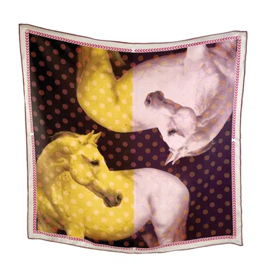 At Home With Ray Women's Pink / Purple Horses Duos  Silk Twill Neckerchief In Rose & Gold In Pink/purple