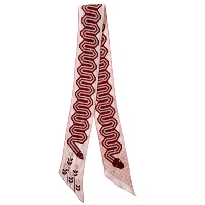 At Home With Ray Women's Pink / Purple Summer Eden Linen Ribbon Scarf In Dahlia In Pink/purple