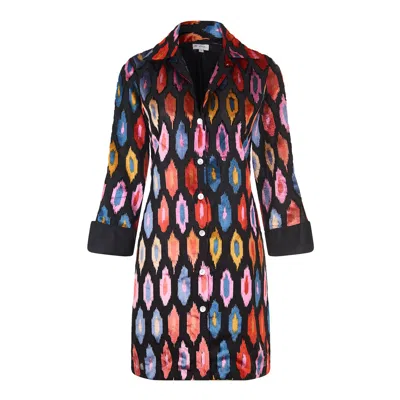 At Last... Women's Amanda Silk Velvet Shirt Multi Ikat In Animal Print