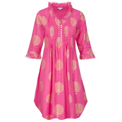 At Last... Women's Annabel Cotton Tunic In Bubblegum Pink & Gold