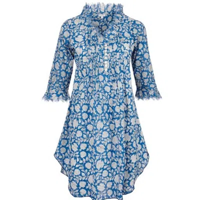 At Last... Women's Annabel Cotton Tunic In China Blue Flower
