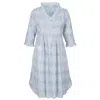 At Last... Women's Annabel Cotton Tunic In Dove Grey & White In Grey