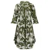 At Last... Women's Annabel Cotton Tunic In Olive Green Tropical In Green