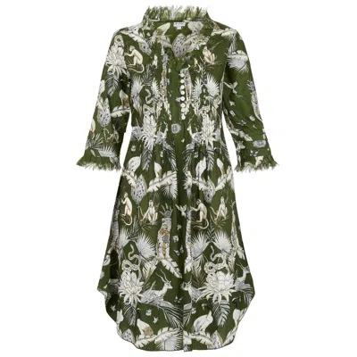 At Last... Women's Annabel Cotton Tunic In Olive Green Tropical