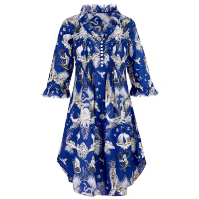 At Last... Women's Annabel Cotton Tunic In Royal Blue Tropical