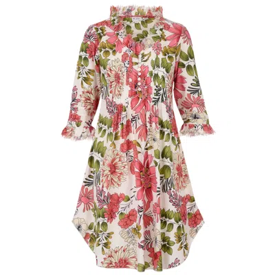 At Last... Women's Annabel Cotton Tunic In White Floral