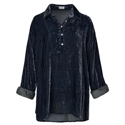 At Last... Women's Ava Oversized  Silk Velvet Shirt In Slate Grey