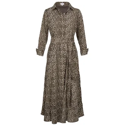 At Last... Women's Black / Brown Temptress Dress In Baby Leopard In Black/brown