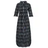 At Last... Women's Black / Grey Cotton Annabel Maxi Dress In Black & Grey Diamond In Black/grey